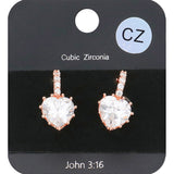 CZ Heart Evening Huggie Earrings