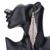 Crystal Rhinestone Fringe Evening Earrings