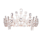 Crystal Teardrop Detail Bubble Stone Pave Marquise Tiara