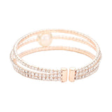 Pearl Accented Split Rhinestone Evening Cuff Bracelet