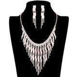 Wavy Fringe Crystal Rhinestone Necklace
