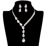 Teardrop Crystal Rhinestone Necklace Earring Set