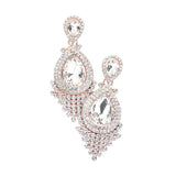 Teardrop Stone Accented Dangle Evening Earrings