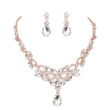 Teardrop Stone Accented Evening Necklace