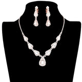 Teardrop Stone Accented Rhinestone Pave Necklace