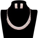 Trendy Crystal Rhinestone Pave Collar Necklace Earring Set