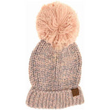 Two-Tone Thick Knit Pom C.C Beanie