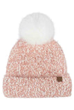 C.C Faux Fur Pom Boucle Cuff Beanie Winter Hat