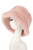 C.C GLITTER Short Fur Solid Winter Bucket Hat