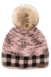 C.C Heather Chuck Beanie with Check Pattern Band