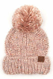 C.C Multicolor Feather Yarn Beanie With Pom
