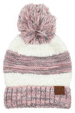 C.C Popcorn Yarn Heather Color Beanie Wth Pom