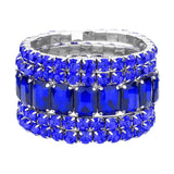 Women's 5Pcs Rectangle Round Stone Stretch Multi Layered Bracelets