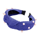 Pearl Embellished Straw Knot Burnout Headband
