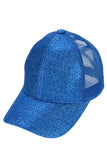 C.C Women's Glitter Mesh Back Criss-Cross Ponytail Cap