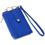 Faux Leather Basket Weave Flat Card Holder Wallet with Wristlet