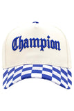 CHAMPION Embroidered Letter on Checkered Brim Baseball Cap