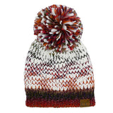 C.C Multi Color Yarn Pom Pom Beanie
