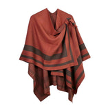 Striped Shoulder Strap Ruana Poncho