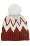 C.C Chevron Knit Beanie With Pom