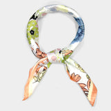 Earthy Floral Garden Printed Square Silky Satin Scarf