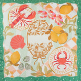 Seaside Feast Print Square Bandana Scarf