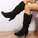 Belt Buckle High Heel Boots