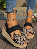 Leopard Print Bow Wedges - AfterAmour
