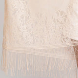 Floral Lace Kimono With Tassel Poncho