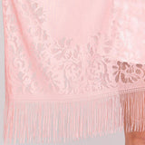 Floral Lace Kimono With Tassel Poncho
