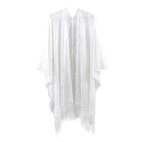 Floral Lace Kimono With Tassel Poncho