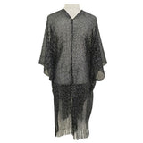 Lightweight Sheer Leopard Pattern Fringe Hem Kimono Cover Up