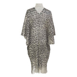 Lightweight Sheer Leopard Pattern Fringe Hem Kimono Cover Up