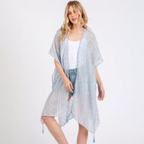 Colored Stitch Trip Tassel Kimono Poncho