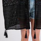 Geometric Pattern Tassel Cover Up Poncho