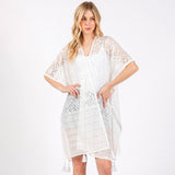 Geometric Pattern Tassel Cover Up Poncho