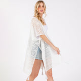 Geometric Pattern Tassel Cover Up Poncho