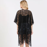 Flower Pattern Crochet Lace Tassel Cover Up Poncho
