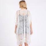 Flower Pattern Crochet Lace Tassel Cover Up Poncho