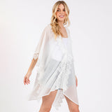 Flower Pattern Trip Detail Poncho