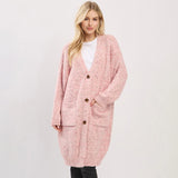 Long Button Front Soft Cozy Oversized Cardigan