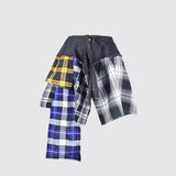 Denim Plaid Patchwork Skirt - AfterAmour