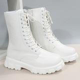 Platform Motorcycle Ankle Boots - AfterAmour