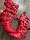 Buckled Thigh-High Stiletto Boots