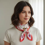 Beach Day Sea Life Printed Square Silky Satin Bandana Scarf