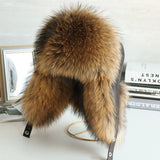 Oversized Fox Fur Leather Trapper Hat - AfterAmour