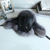 Oversized Fox Fur Leather Trapper Hat - AfterAmour
