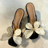 Butterfly Slipper Square Toe Sandal Heels