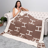 H Patterned Reversible Throw Blanket Jewelry