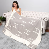 H Patterned Reversible Throw Blanket Jewelry